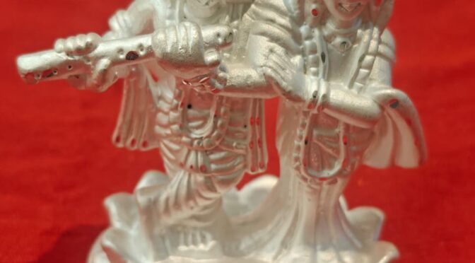 Radhe Krishna Statue – Hollow – Silver – Article