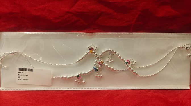 Beaded Peacock Design Pajeb Set  – Pajeb – Silver – Jewelry
