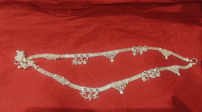 Pyramid design Silver Emarald Amber Pajeb Set – Pajeb – Jewelry – Silver