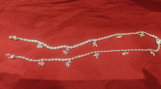 Chain Link 3 Bell Colorful Payal set – Payal – Jewelry – Silver