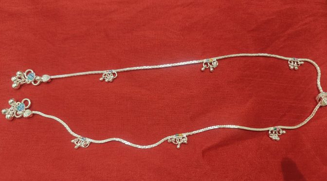 Silver Payal Set Belled Twin Color Highlights – Payal – Jewelry – Silver