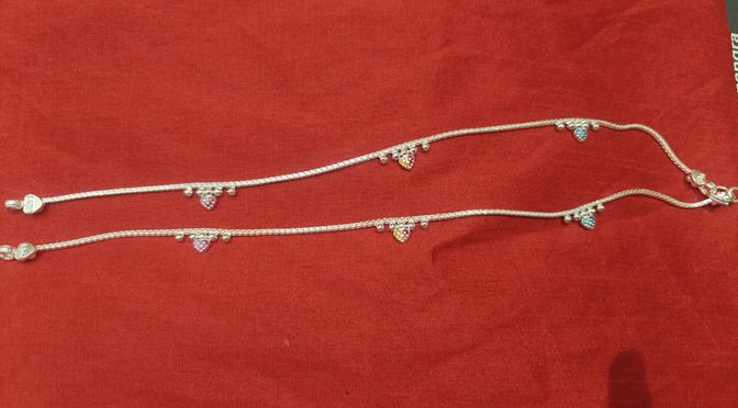 Lightweight Payal Set with Heart Embellishments – Payal – Silver – Jewelry
