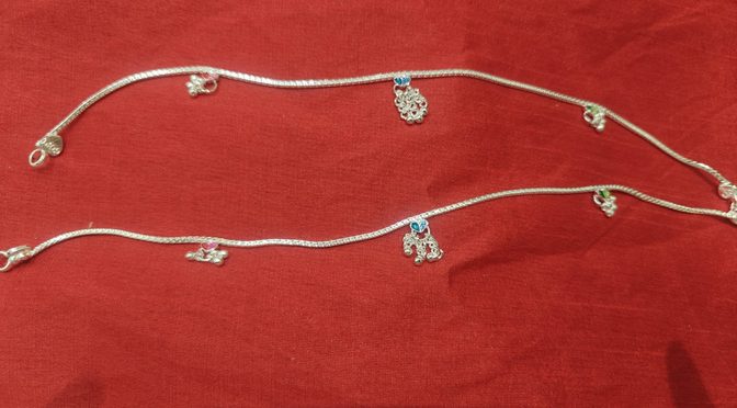 Twin Color Heart Design Payal Set – Payal – Silver – Jewelry
