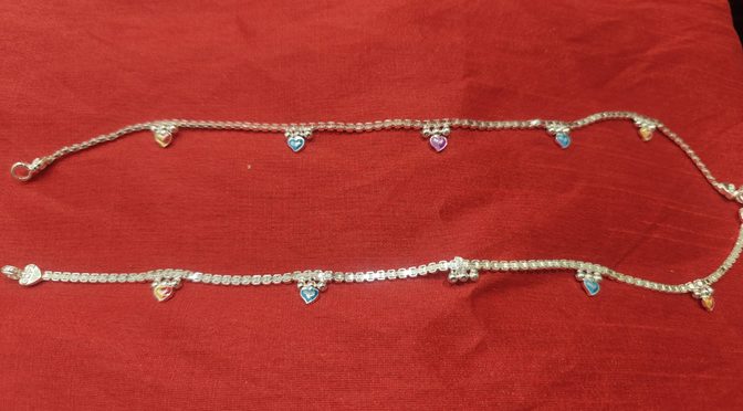 Multiple Heart Multi Colors Design Pajeb Set – Pajeb – Silver – Jewelry