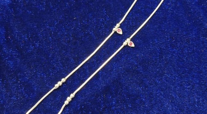 Pink Drop Payal Set – Silver – Jewelery – Payal